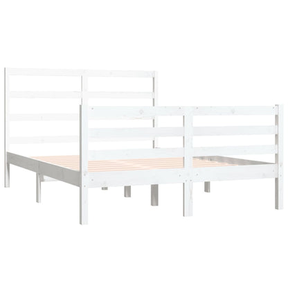 vidaXL Bed Frame without Mattress White Solid Wood Pine 120x190 cm Small Double