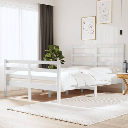 vidaXL Bed Frame without Mattress White Solid Wood Pine 120x190 cm Small Double