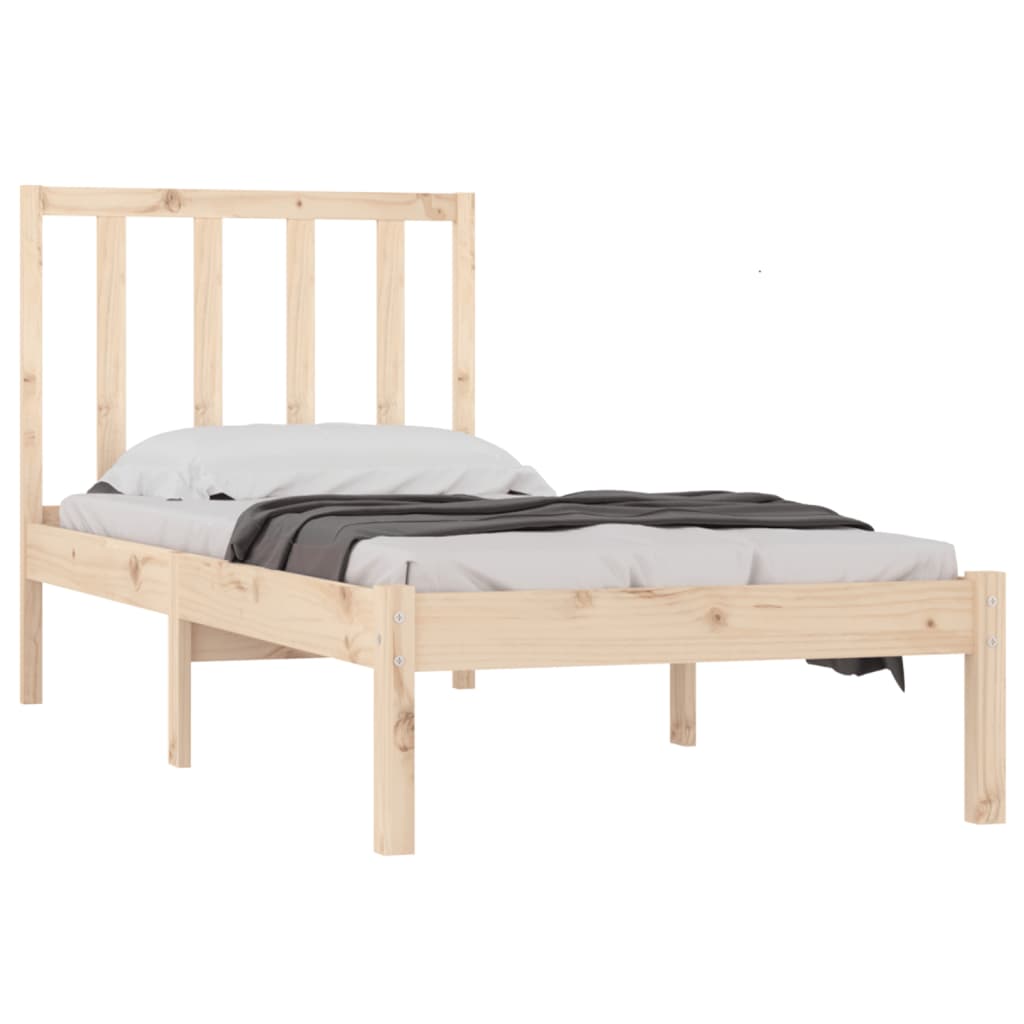 vidaXL Bed Frame | Natural pine | Solid pine wood | Small Single | Durable