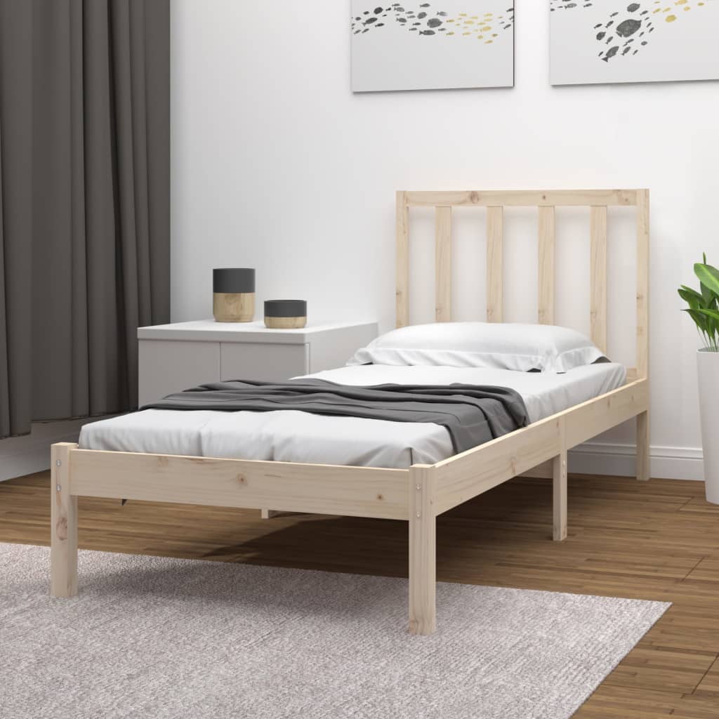vidaXL Bed Frame | Natural pine | Solid pine wood | Small Single | Durable