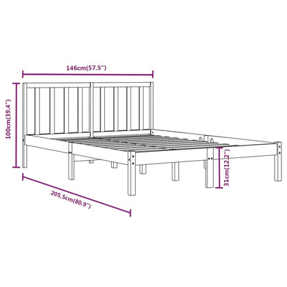 vidaXL Bed Frame without Mattress Black Solid Wood Pine