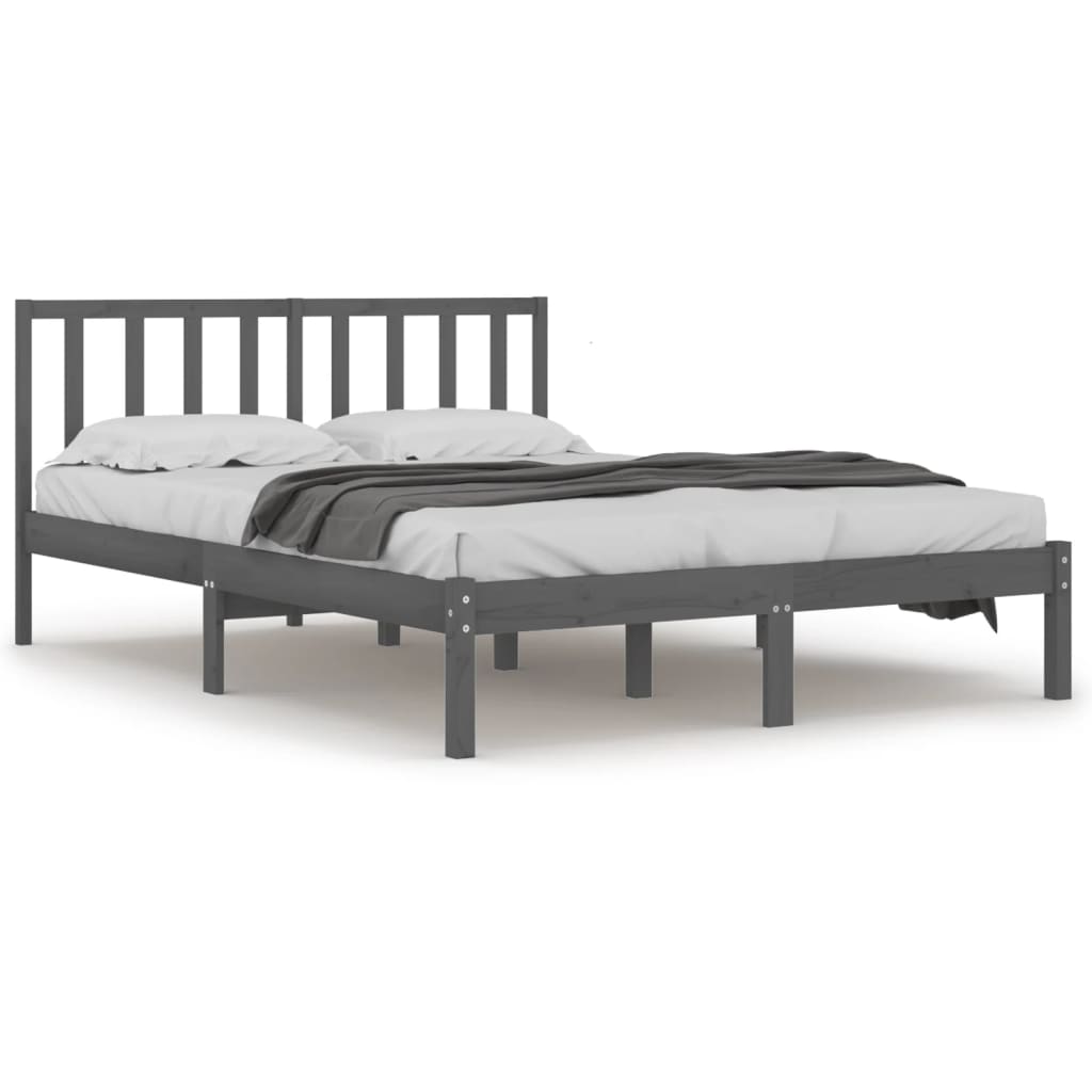 vidaXL Bed Frame without Mattress Grey Solid Wood Pine 200x200 cm