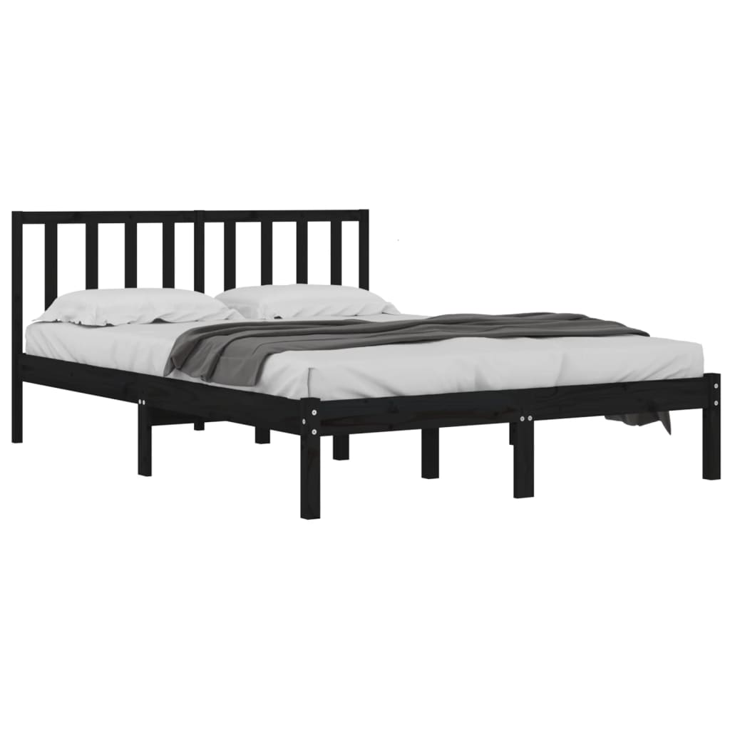 vidaXL Bed Frame without Mattress Black Solid Wood Pine 200x200 cm