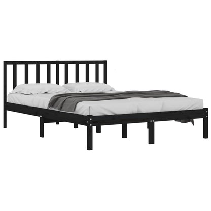 vidaXL Bed Frame without Mattress Black Solid Wood Pine 200x200 cm