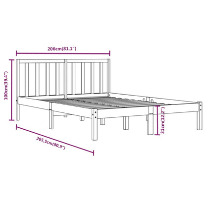 vidaXL Bed Frame without Mattress Black Solid Wood Pine 200x200 cm