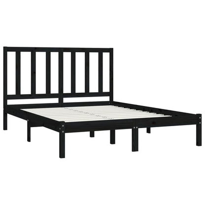 vidaXL Bed Frame without Mattress Black Solid Wood Pine 140x190 cm