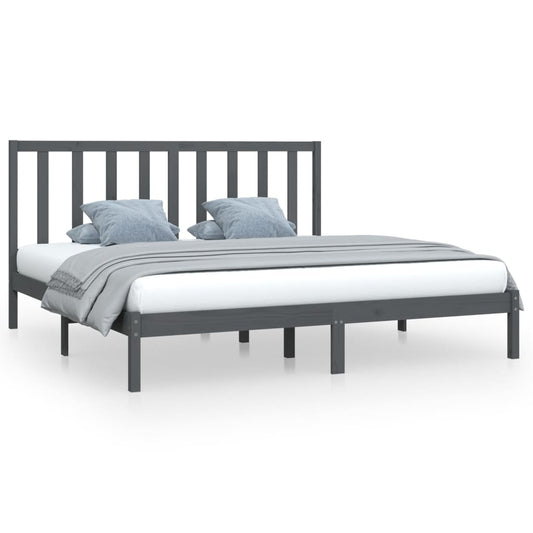 vidaXL Bed Frame without Mattress Grey Solid Wood Pine 200x200 cm