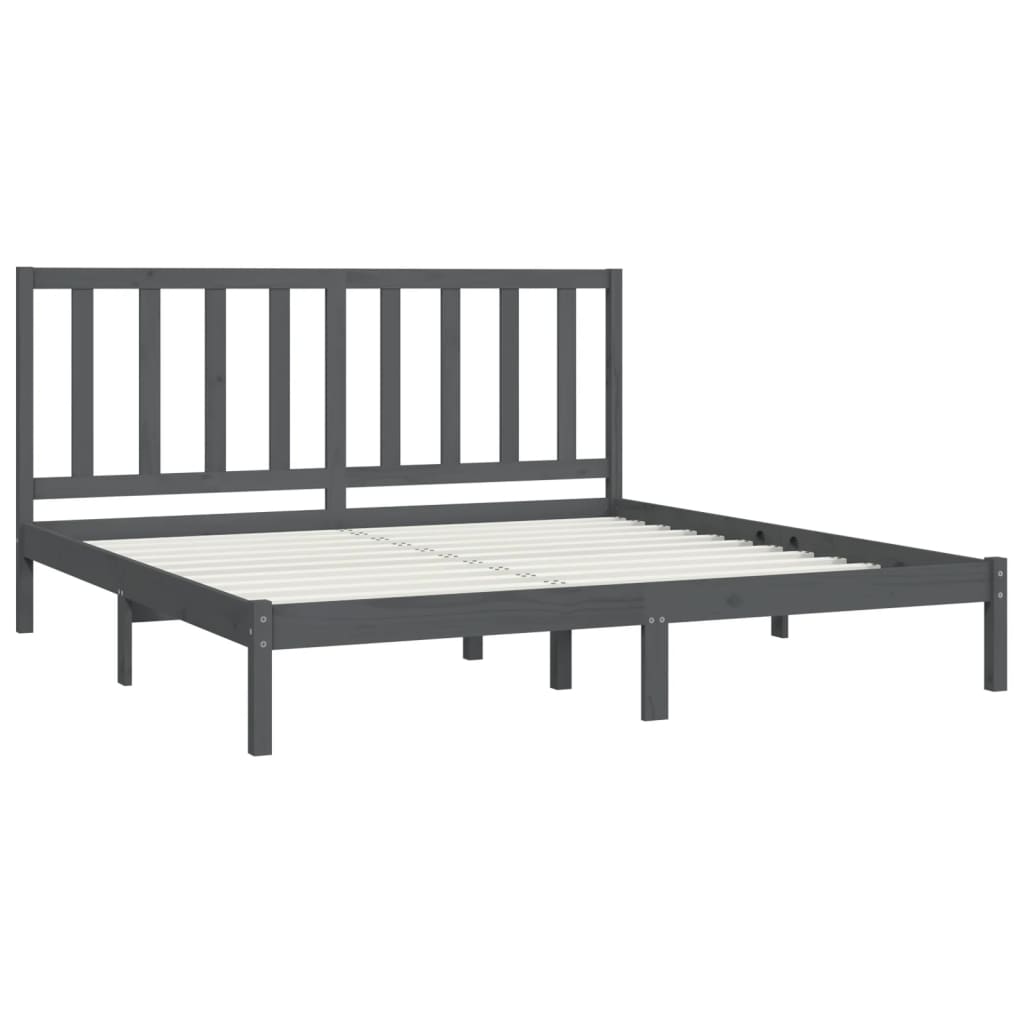 vidaXL Bed Frame without Mattress Grey Solid Wood Pine 200x200 cm