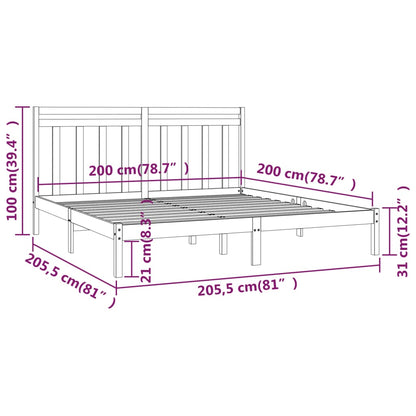 vidaXL Bed Frame without Mattress Honey Brown 200x200 cm Solid Wood