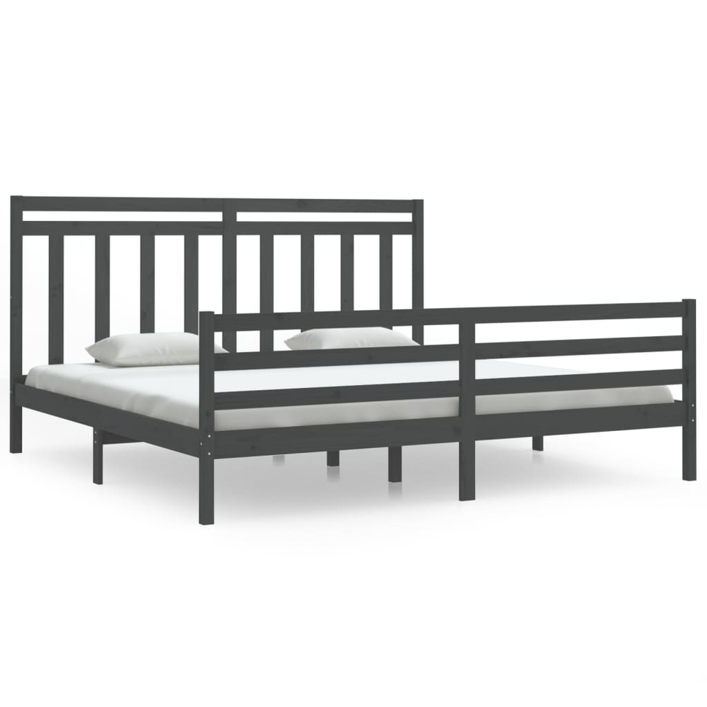 vidaXL Bed Frame without Mattress Grey 200x200 cm Solid Wood