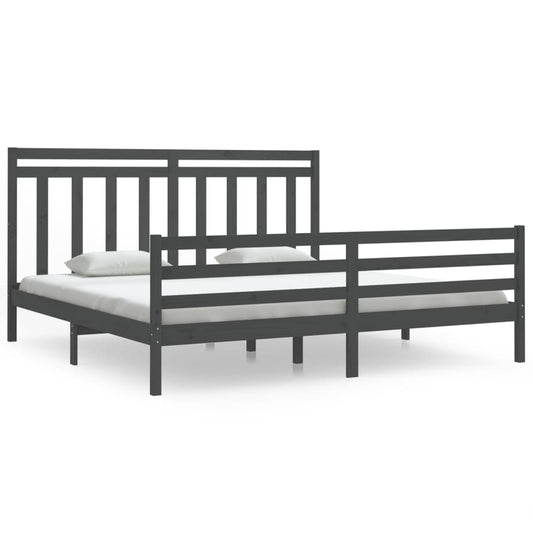 vidaXL Bed Frame without Mattress Grey 200x200 cm Solid Wood