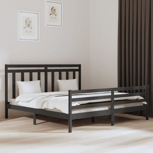 vidaXL Bed Frame without Mattress Grey 200x200 cm Solid Wood