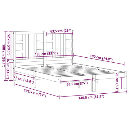 vidaXL Bed Frame without Mattress 135x190 cm Double Solid Wood