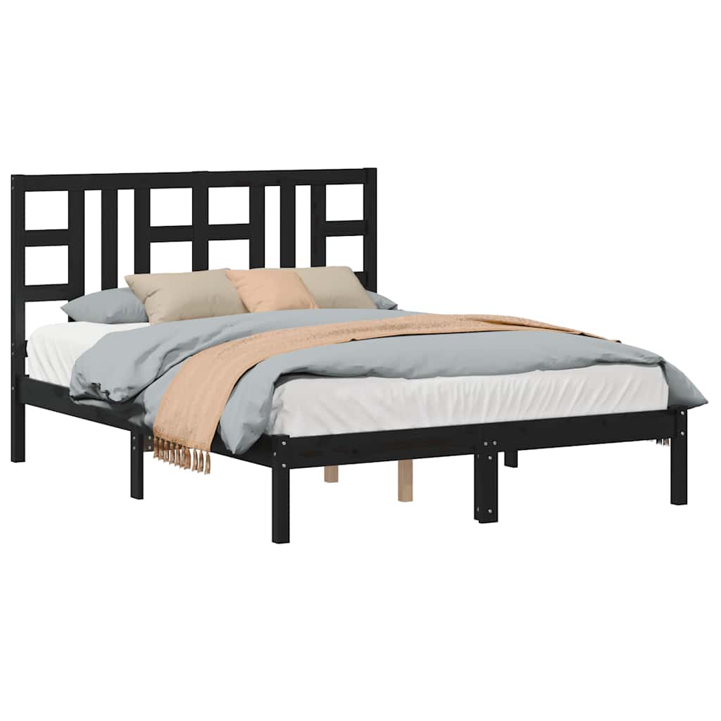 vidaXL Bed Frame without Mattress Black 140x190 cm Solid Wood