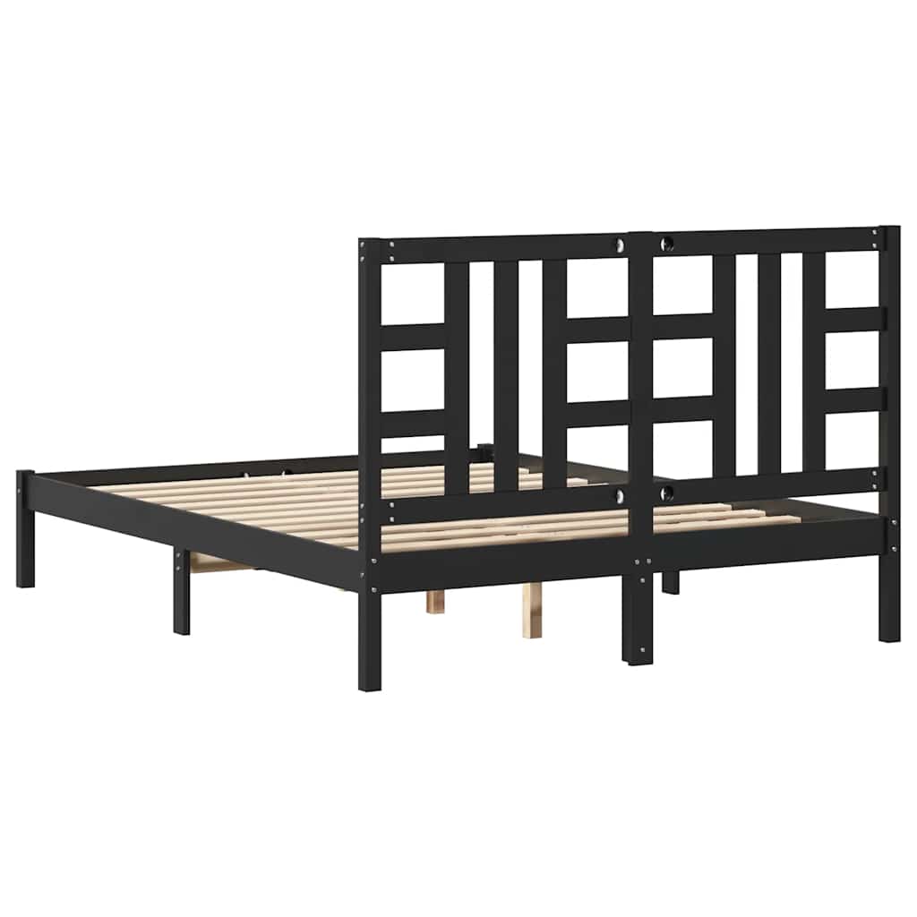 vidaXL Bed Frame without Mattress Black 140x190 cm Solid Wood