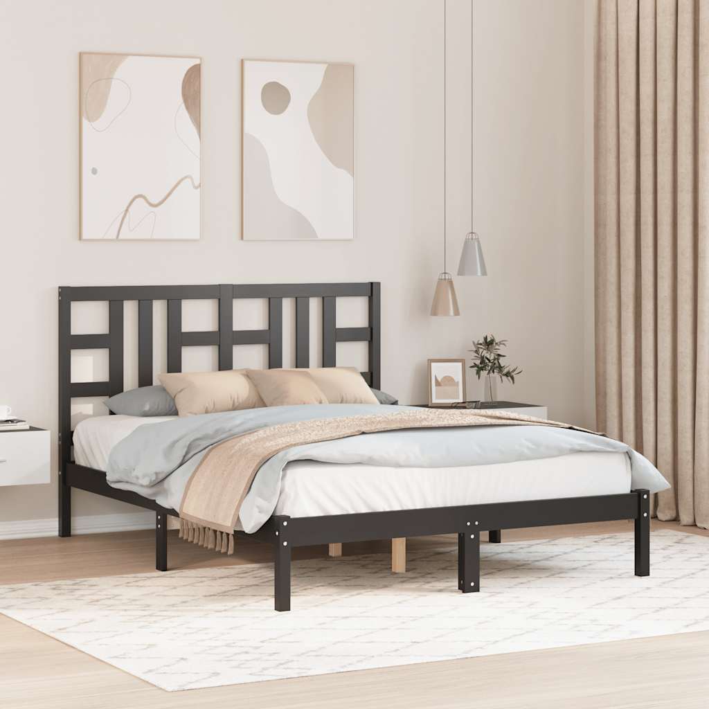 vidaXL Bed Frame without Mattress Black 140x190 cm Solid Wood