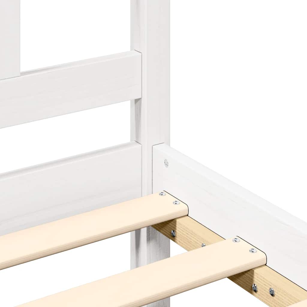 vidaXL Bed Frame | White | Solid pine wood | Single | Decorative Inlays