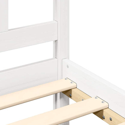 vidaXL Bed Frame | White | Solid pine wood | Single | Decorative Inlays