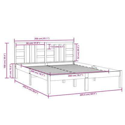 vidaXL Bed Frame without Mattress Honey Brown 200x200 cm Solid Wood