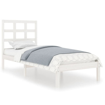 vidaXL Bed Frame | White | Solid pine wood | Small Single | Durable | Bed Frame
