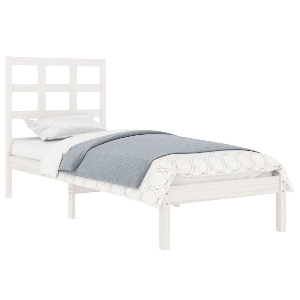 vidaXL Bed Frame | White | Solid pine wood | Small Single | Durable | Bed Frame