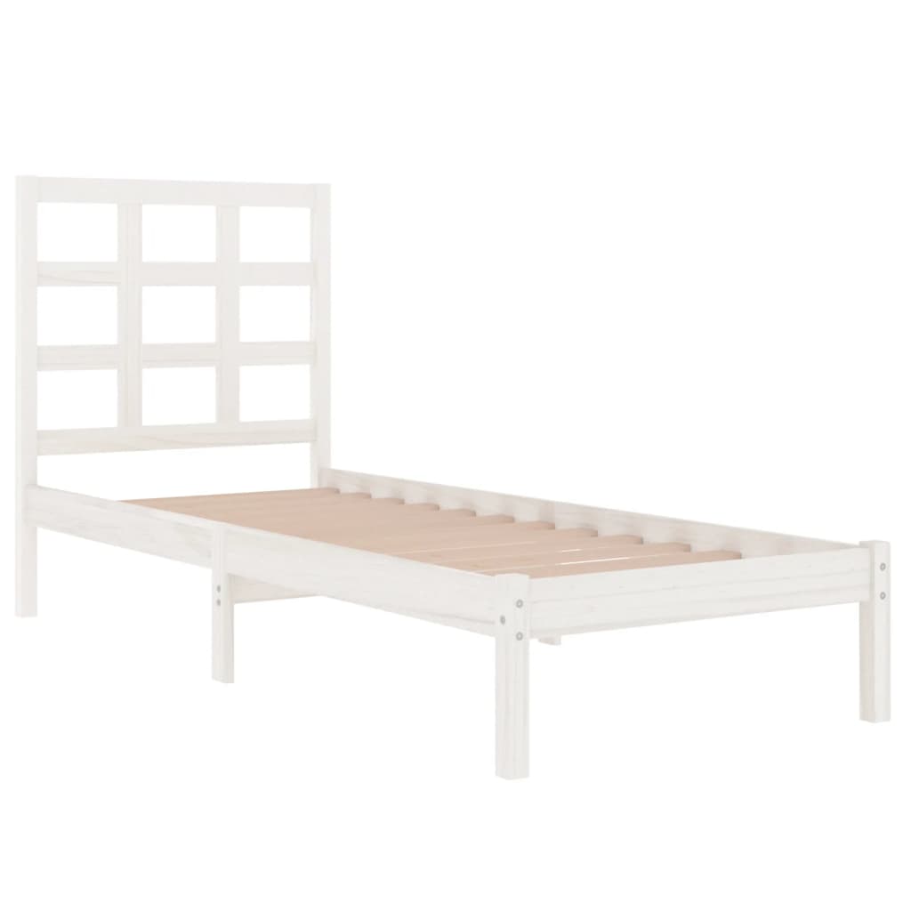 vidaXL Bed Frame | White | Solid pine wood | Small Single | Durable | Bed Frame