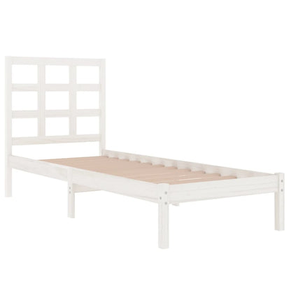 vidaXL Bed Frame | White | Solid pine wood | Small Single | Durable | Bed Frame