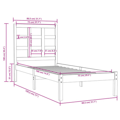 vidaXL Bed Frame | White | Solid pine wood | Small Single | Durable | Bed Frame