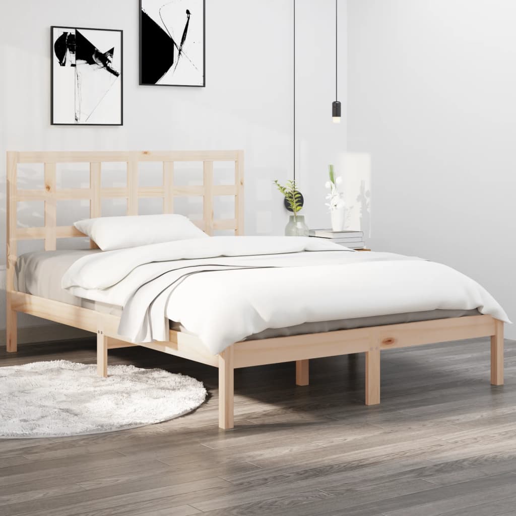 vidaXL Bed Frame Solid Wood 140x190 cm