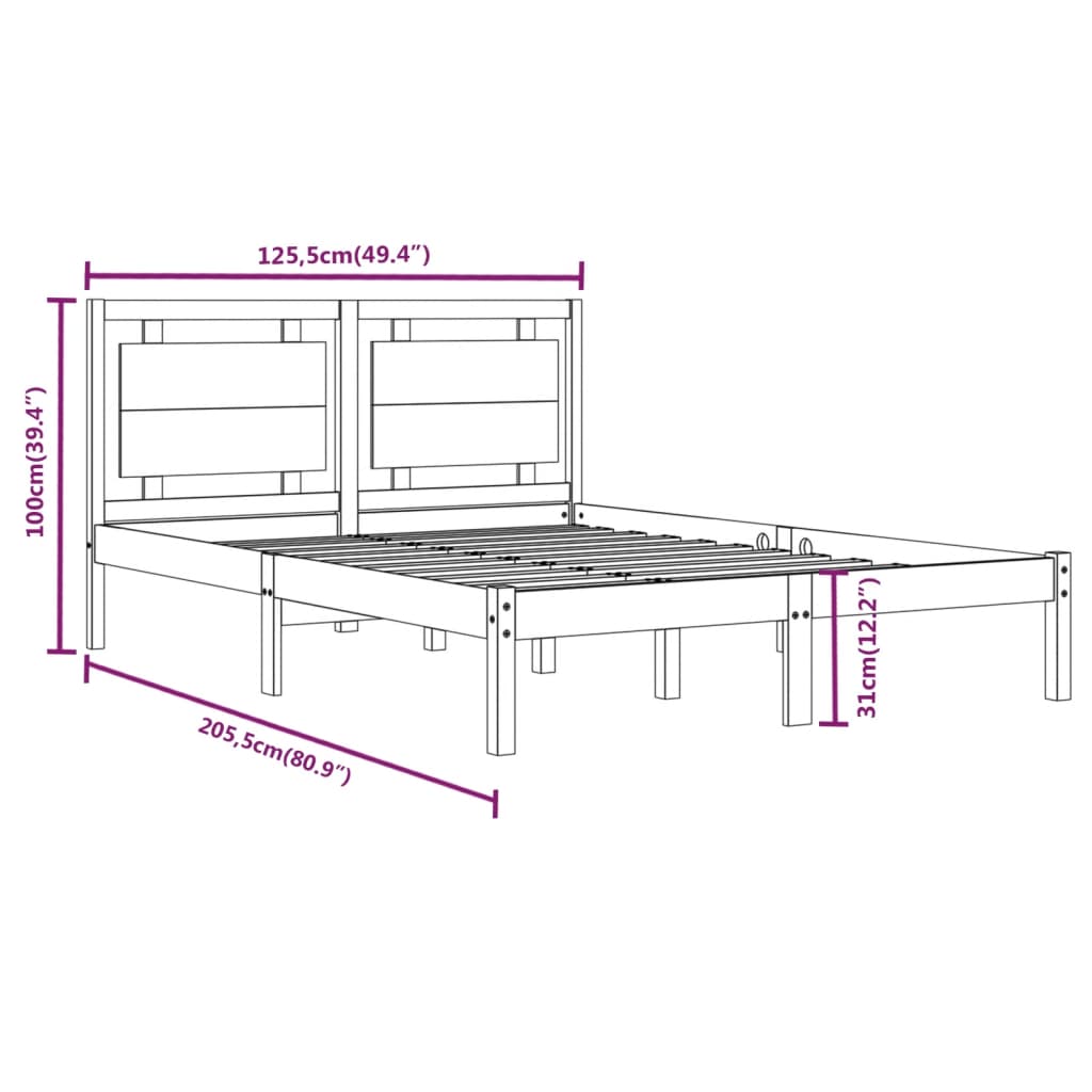 vidaXL Bed Frame without Mattress White 120x200 cm Solid Wood