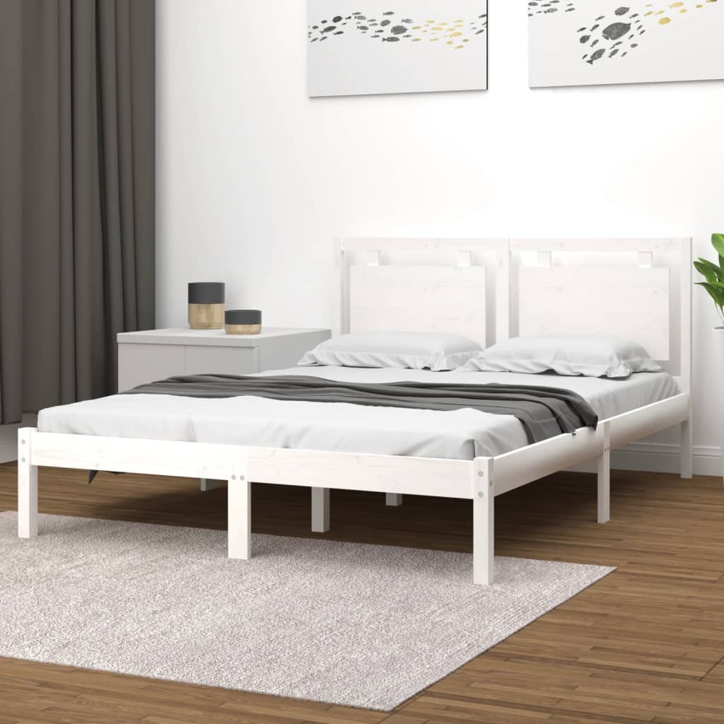 vidaXL Bed Frame without Mattress White 120x200 cm Solid Wood
