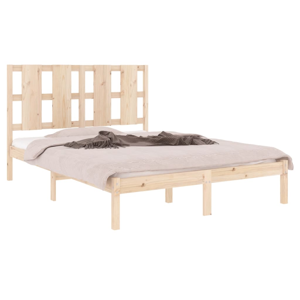vidaXL Bed Frame | Natural Pine | Solid Pine Wood | Double | Durable | Bed Frame