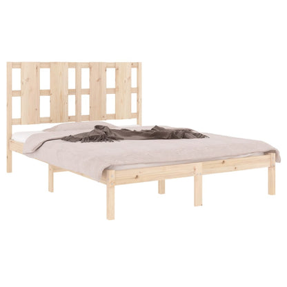 vidaXL Bed Frame | Natural Pine | Solid Pine Wood | Double | Durable | Bed Frame
