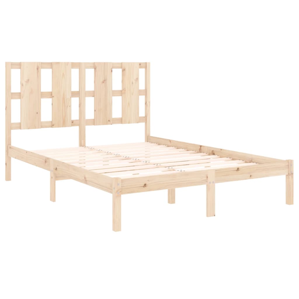 vidaXL Bed Frame | Natural Pine | Solid Pine Wood | Double | Durable | Bed Frame