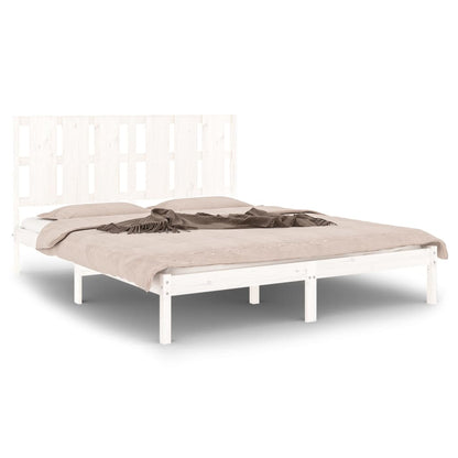vidaXL Bed Frame without Mattress White 150x200 cm King Size Solid Wood