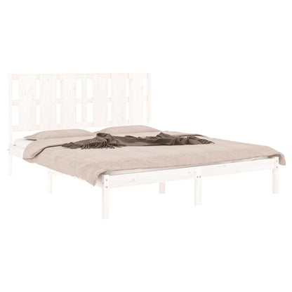 vidaXL Bed Frame without Mattress White 150x200 cm King Size Solid Wood