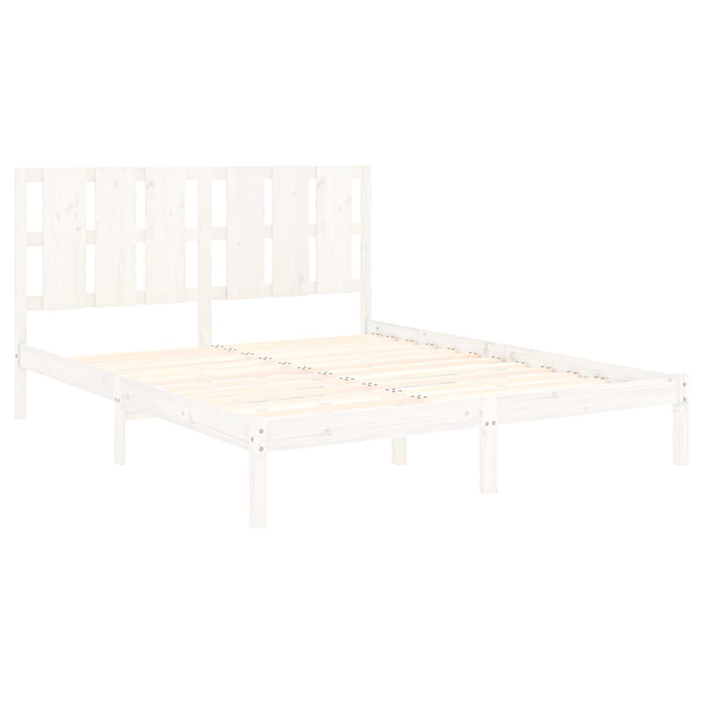 vidaXL Bed Frame without Mattress White 150x200 cm King Size Solid Wood