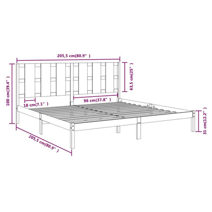 vidaXL Bed Frame without Mattress Grey 200x200 cm Solid Wood Pine