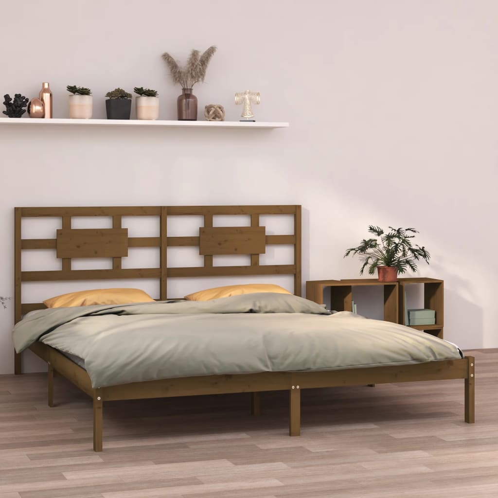 vidaXL Bed Frame without Mattress Honey Brown 200x200 cm Solid Wood