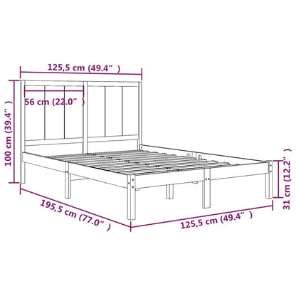 vidaXL Bed Frame without Mattress 120x190 cm Small Double Solid Wood Pine