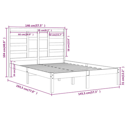 vidaXL Bed Frame without Mattress Black Solid Wood 140x190 cm