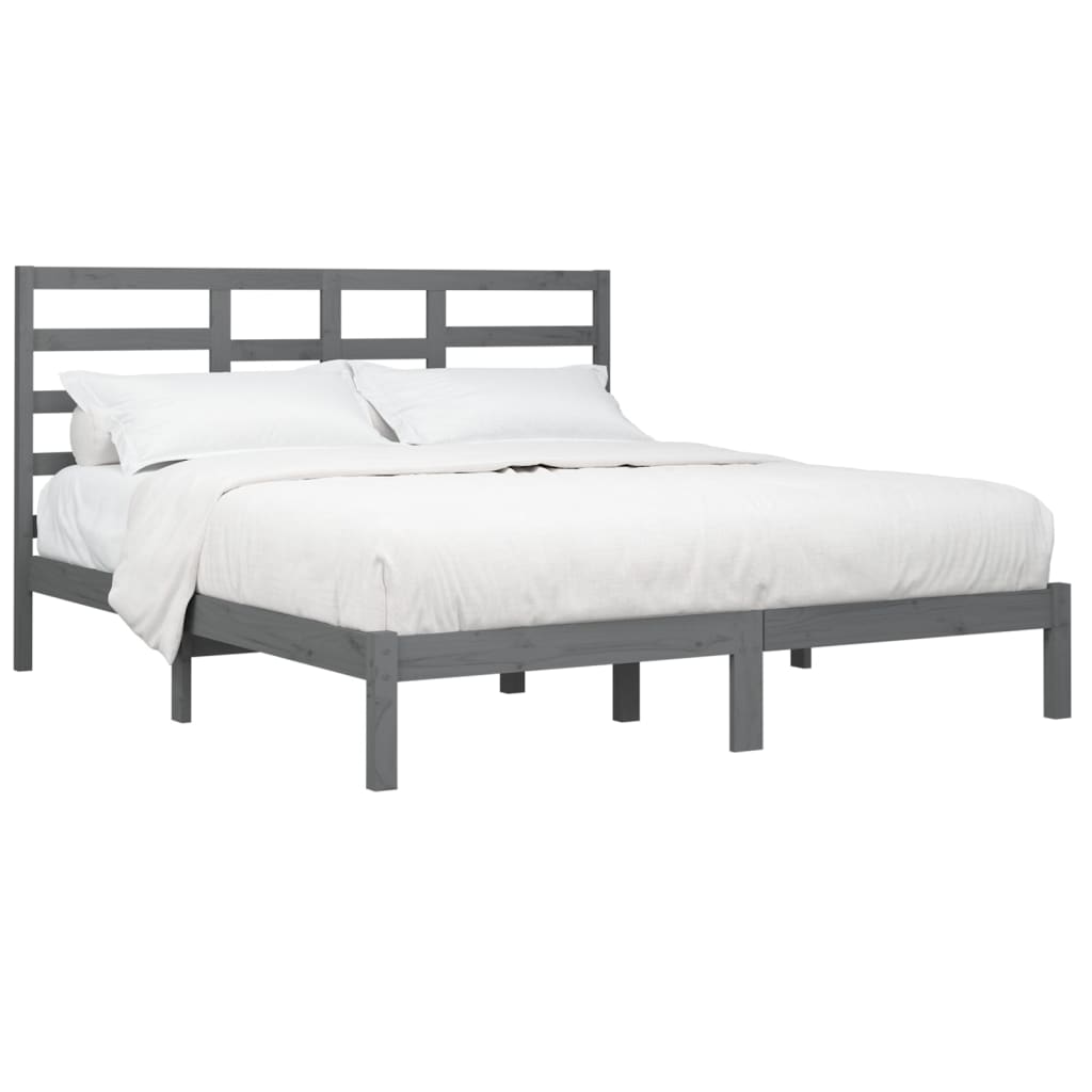 vidaXL Bed Frame without Mattress Grey Solid Wood 200x200 cm