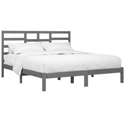 vidaXL Bed Frame without Mattress Grey Solid Wood 200x200 cm