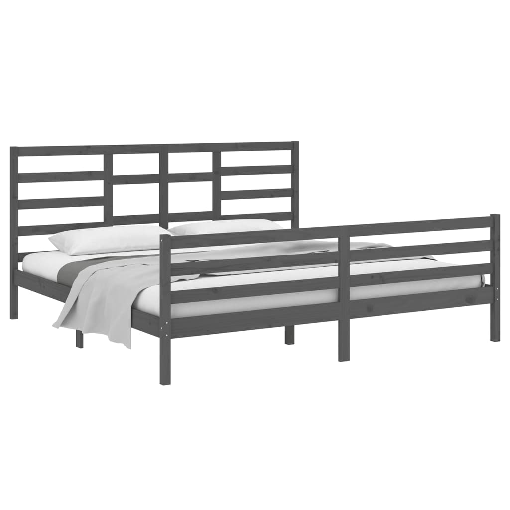 vidaXL Bed Frame without Mattress Grey Solid Wood 200x200 cm