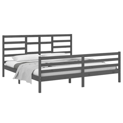 vidaXL Bed Frame without Mattress Grey Solid Wood 200x200 cm