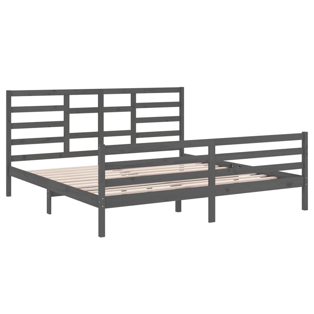 vidaXL Bed Frame without Mattress Grey Solid Wood 200x200 cm