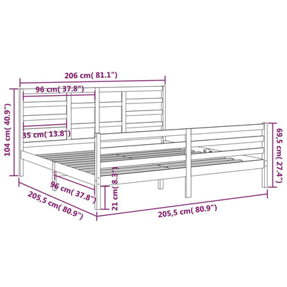 vidaXL Bed Frame without Mattress Grey Solid Wood 200x200 cm