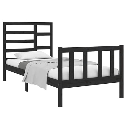 vidaXL Bed Frame without Mattress Black Solid Wood 75x190 cm Small Single