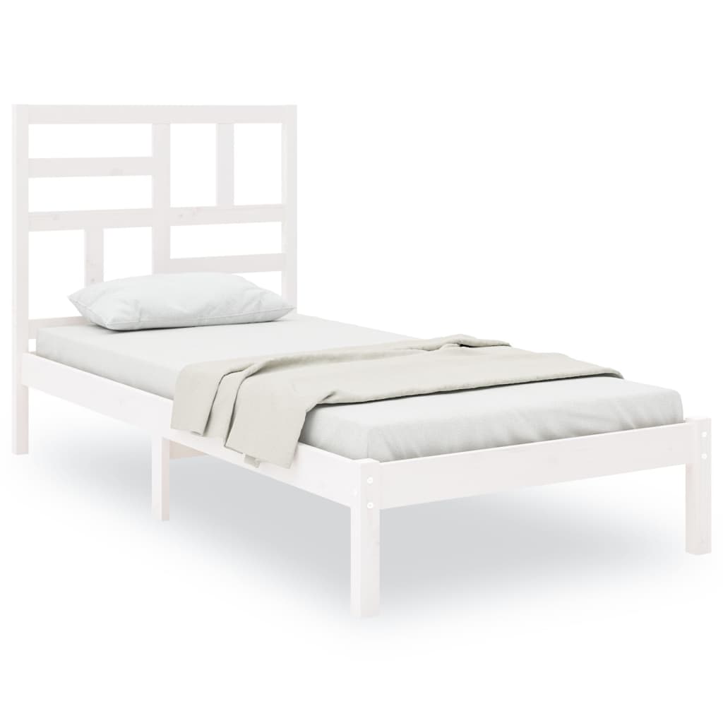 vidaXL Bed Frame | White | Solid Pine Wood, Plywood | Small Single | Durable