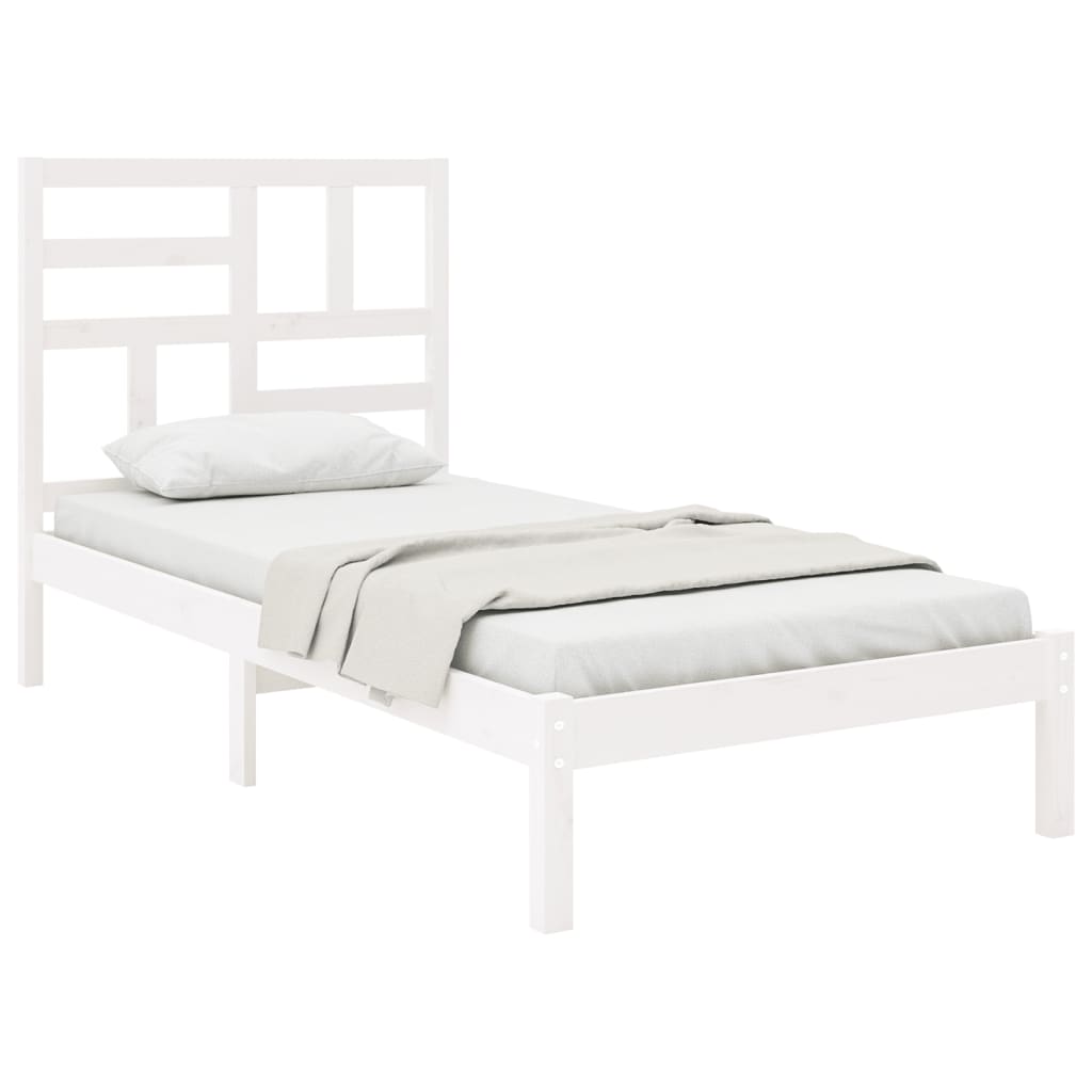 vidaXL Bed Frame | White | Solid Pine Wood, Plywood | Small Single | Durable